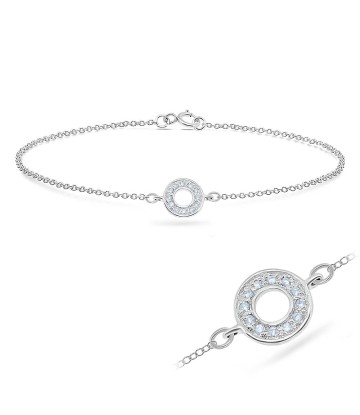 Circle with CZ Stones Silver Bracelet BRS-355